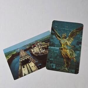 Vintage Latin America Postcard lot of 2 Panama Canal Mexico City Angel Landmark